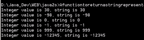 A function to return a string representation of an integer