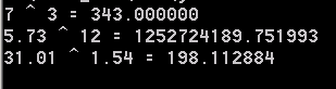 Calculate numeric power: how to use pow