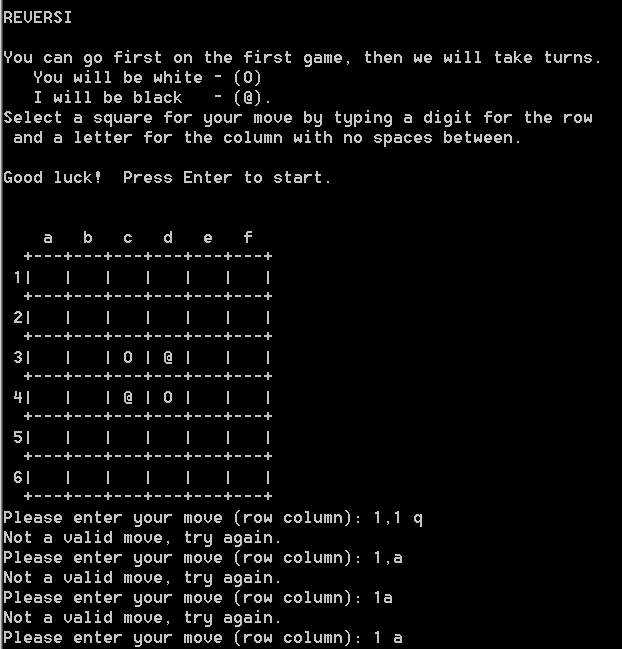 REVERSI An Othello type game