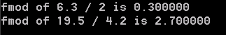  Return remainder of floating point division: fmod