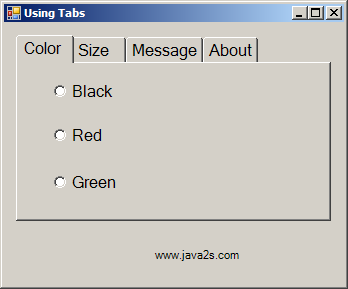 Add controls to Tab page