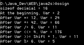 Demonstrates compound assignment operators