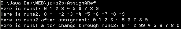 Assigning array reference variables