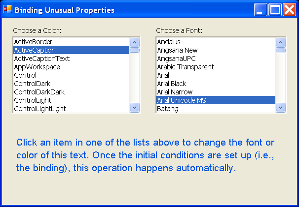 ListBox: Binding Unusual Properties