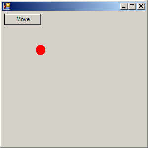 Button click action to move a ball