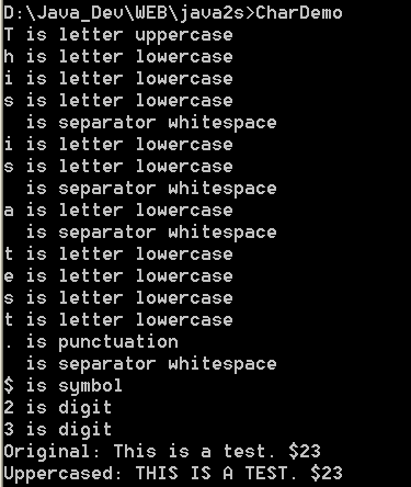 Demonstrate several Char methods