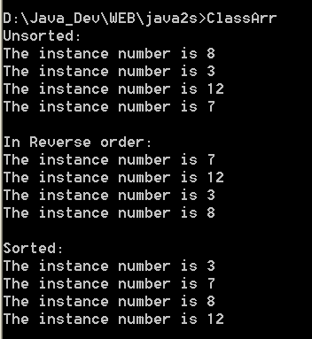 Creates and accesses an array of classes. Implements the IComparable interface