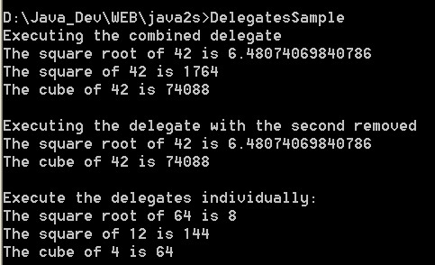 Demonstrates combining and removing delegates to create new delegates