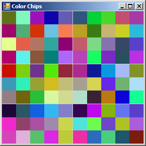 Draw each of 100 cells with randomly chosen colors