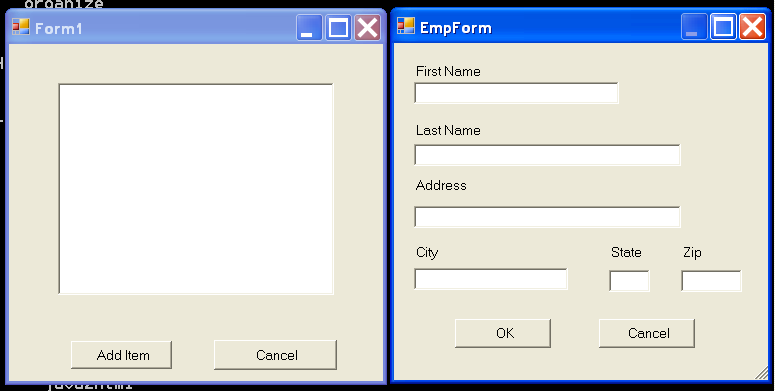 Form for data input