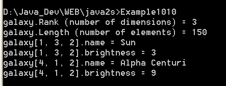 illustrates the use of an array of objects