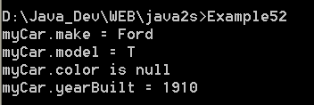 Illustrates how to assign default values to fields using initializers