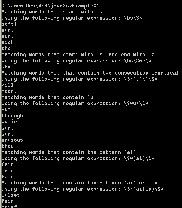 Regular expressions: Match