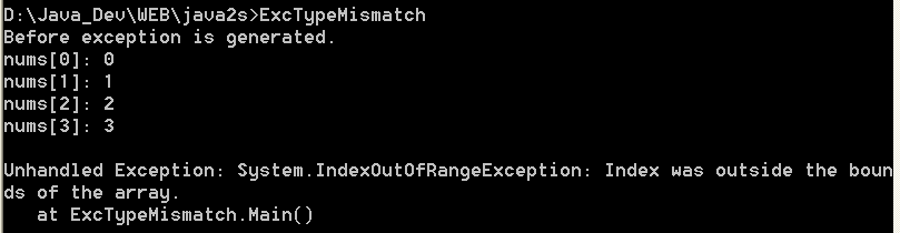 Exception Type Mismatch