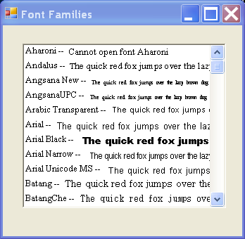 Font list