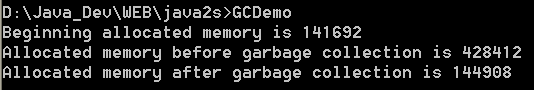 Demonstrates forced garbage collection