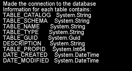 Geting Table column data type
