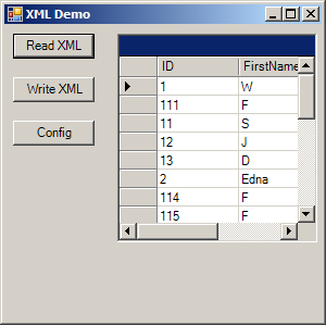 Load data in database table to XML format and save it to DataGrid