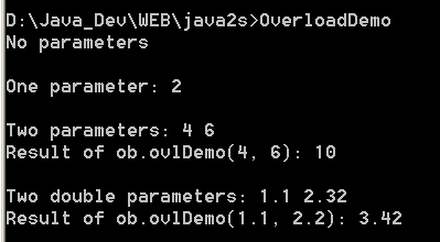 Demonstrate method overloading