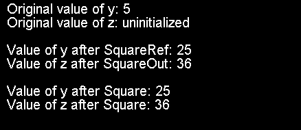 Parameter out and reference