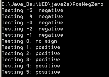 Determine if a value is positive, negative, or zero