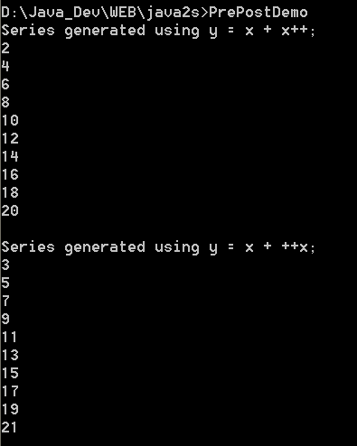 Demonstrate the difference between prefix 
   postfix forms of ++