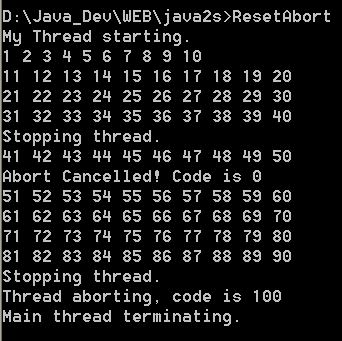 Using ResetAbort()
