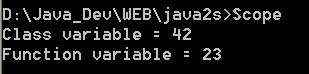 Scope class demonstrates instance and local variable scopes.