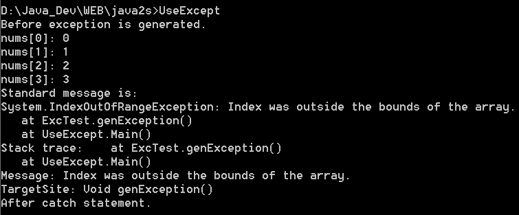 Using Exception members