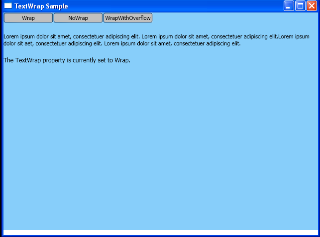 Effects of the enumerated values of TextWrapping.