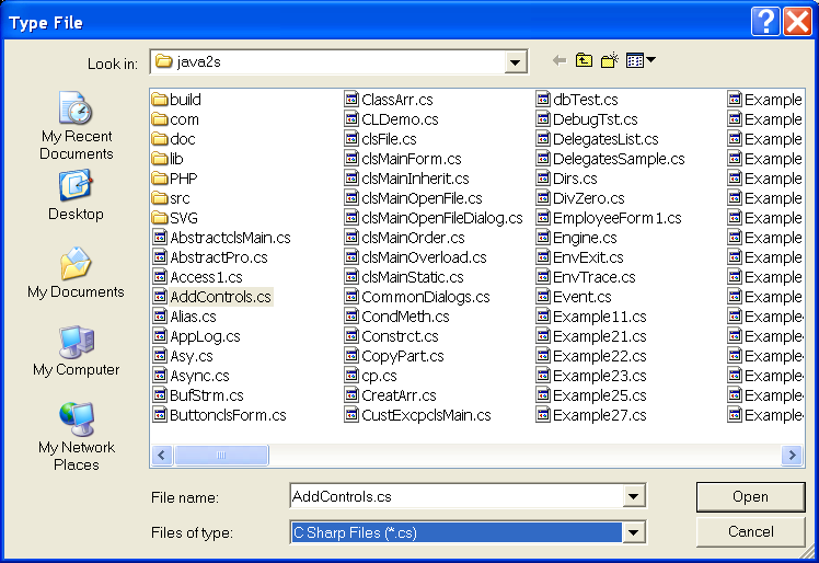 Open File Dialog with file types