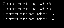 A simple class with member variable, constructor, destructor