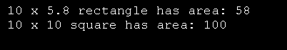 Compute area of a rectangle using overloaded functions.