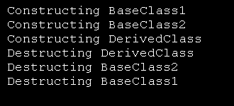 Constructing and Destructing sequence for two base classes