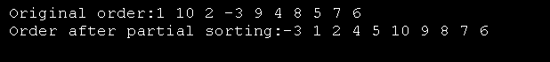 Demonstrating partial_sort() in vector