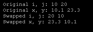 Function template: swap values