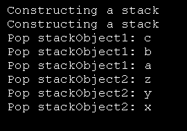 Stack class using a structure.