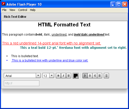 RichTextEditor Control With Formatted Text
