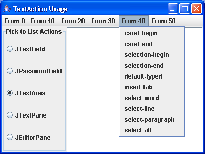 Actions MenuBar