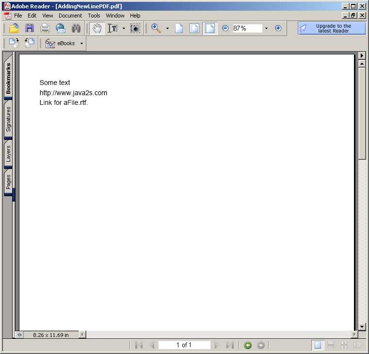 Adding a New Line to PDF document