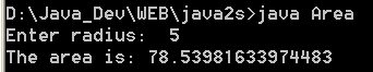 Java program to calculate the area of a circle