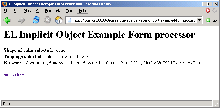 JSP and EL: Implicit Object Example Form processor