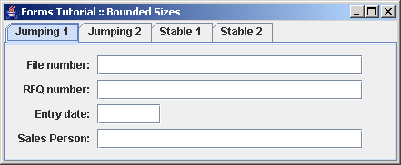 Demonstrates the basic FormLayout sizes: constant, minimum, preferred