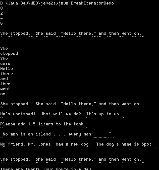 Break Iterator Demo