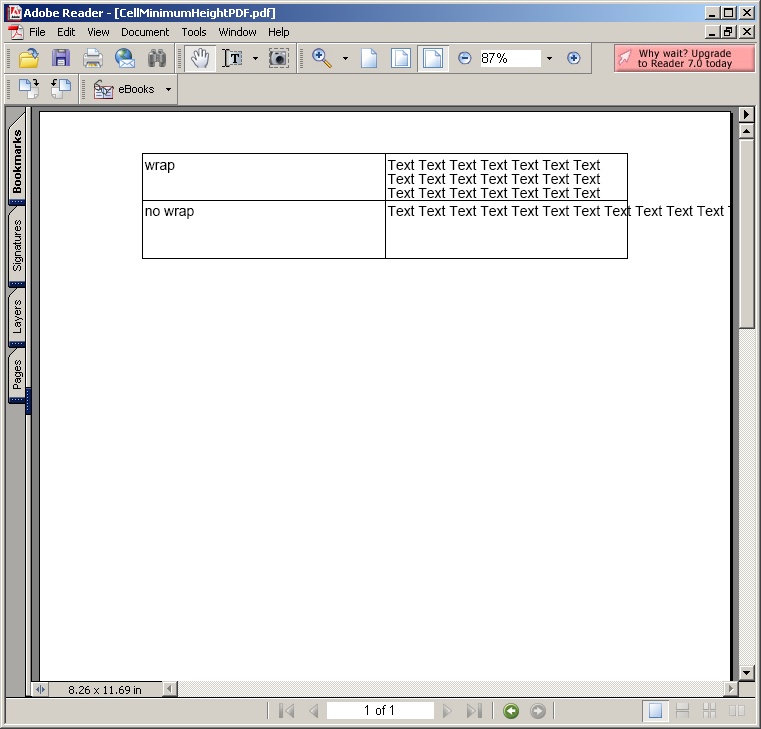 Cell Minimum Height