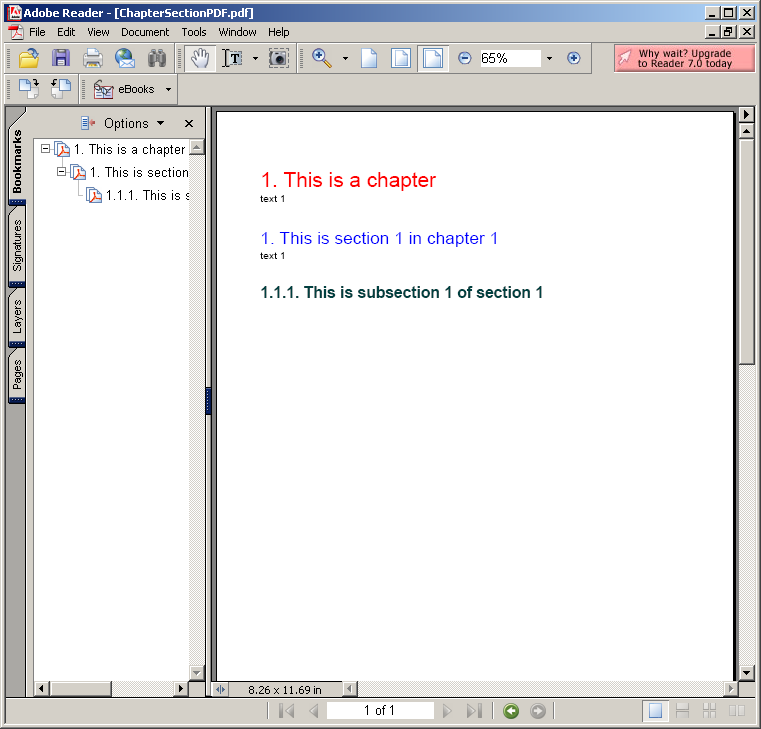 Creating Chapter Section in PDF document