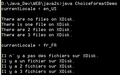 Java I18N: Format : Choice Format Demo