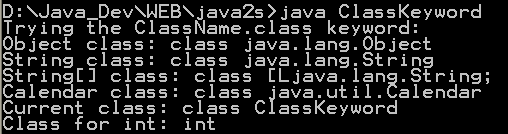 Show the class keyword and getClass() method in action