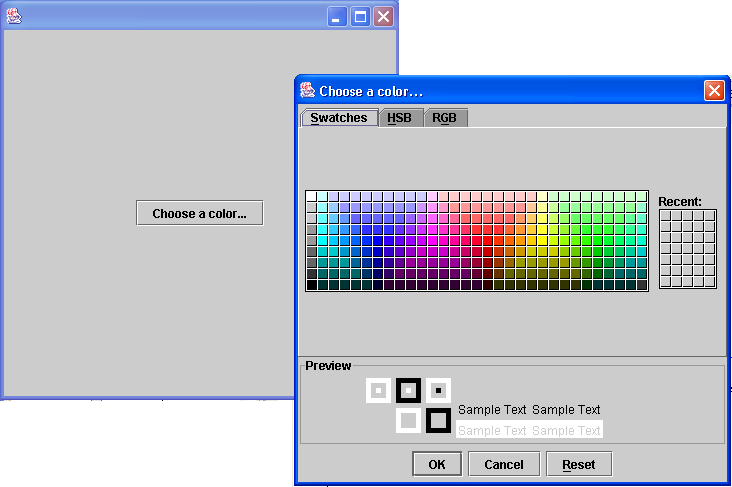 JColorChooser demo