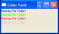 Demonstrates how to draw text in colors